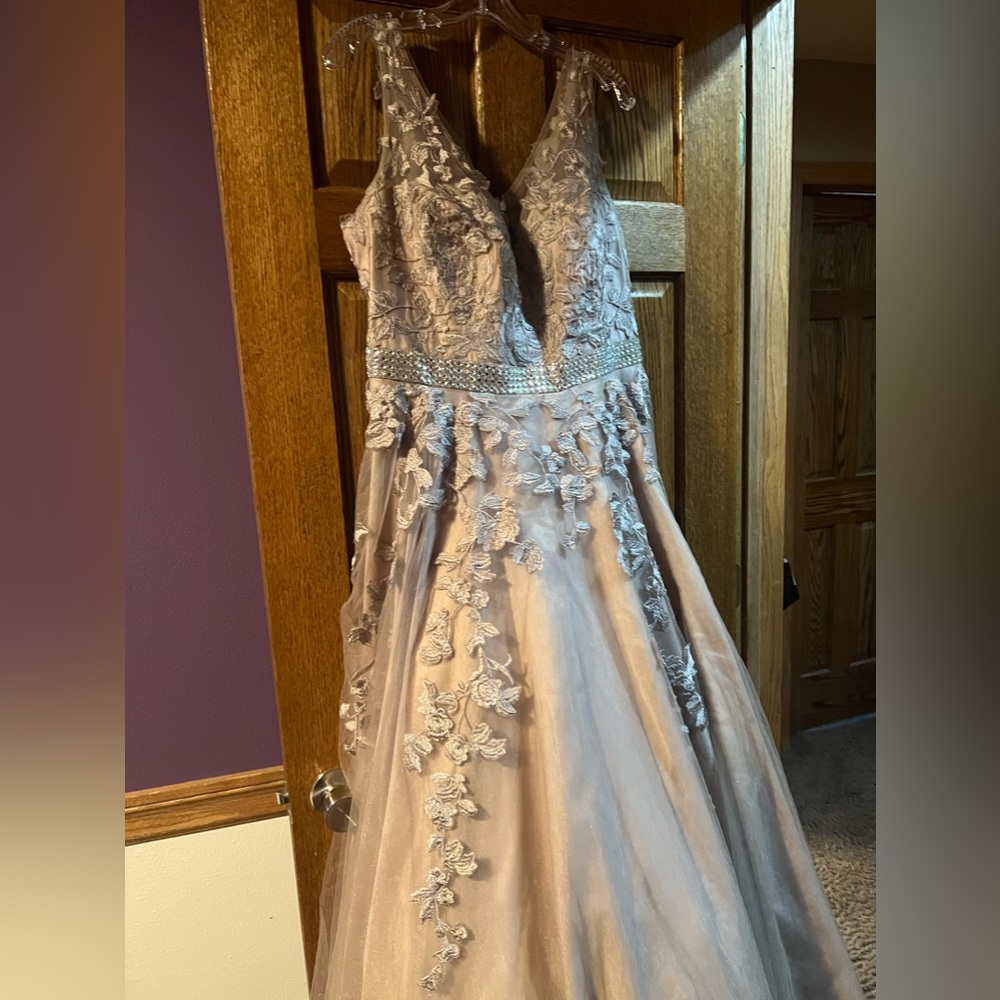 Pastel Embroidered Prom Dress